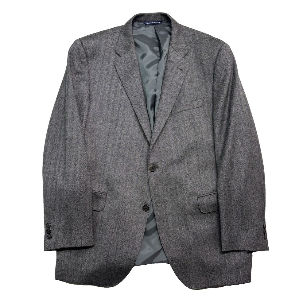 Luca diMarco Bespoke 44R Gray Herringbone Blazer Jacket Sport Coat Flannel Wool